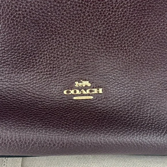 Coach Turnlock Chain Tote - Pebbled Leather - Eggplant/Dark Mauve - Picture 9 of 11
